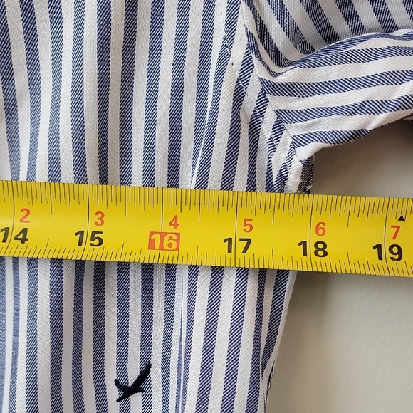 Striped Button-Up Shirt with Bird Embroidery - Picture 10 of 10